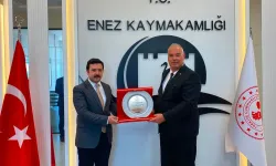 Enez'de Başkan Günenç'ten Kaymakam Fırat'a 'hayırlı olsun' ziyareti