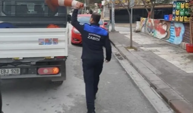 Denizli zabıta ekiplerinden kaldırım işgallerine sıkı takip