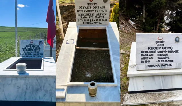 Artvin'de şehit mezarlarına bakım