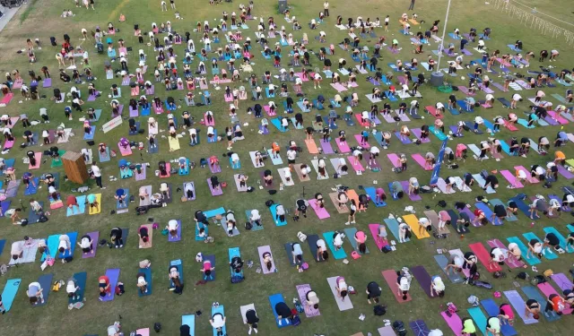 İzmir'de matlar çimlere serildi Kültürpark'ta yoga rüzgârı esti