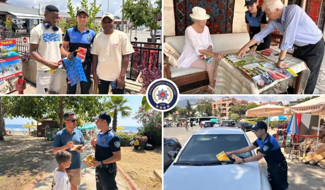 Alanya'da turistlere 4 dilde güvenlik rehberi... Polislerden kent haritası dağıtımı