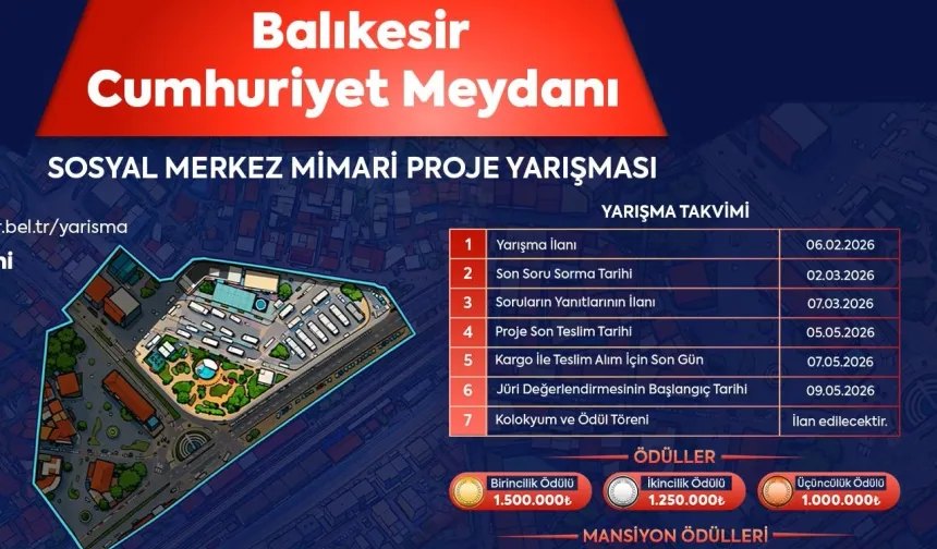 Balıkesir'de Cumhuriyet Meydanı için mimari proje yarışması
